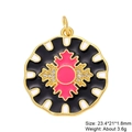Detail of mandala gold pendant with colorful enamel and zircon inlay for jewelry DIY - Black Rose Mandala