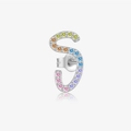 S925 sterling silver S-shaped stud earrings with vibrant multi-colored cubic zirconia - Platinum S-Shape (Single)