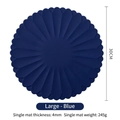 Deep blue silicone heat resistant mat in 30cm petal design for kitchen table protection - Blue
