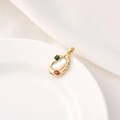 18K gold plated oval pendant with white mother of pearl and colorful zircon stones - Style G / Gold