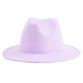 Classic lavender fedora hat in soft wool felt with a stylish wide flat brim - M (56-58cm) / Light Purple