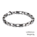 Elegante bracciale a catena box da 5mm in acciaio inossidabile argento con moschettone - 200mm Lunghezza x 5mm Larghezza (KB126677-Z)