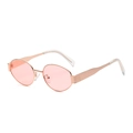 Occhiali da sole ovali chic con lenti rosa e montatura in metallo oro rosa - Montatura Oro Lenti Rosa Oceano C9