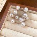 French retro grey pearl cluster earrings with silver needle in a jewelry box - Cluster Pearl Style (Silver needle-Silver-White) / Grey/Silver