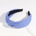 Stylish light blue knotted headband with ribbed fabric texture and twist design - Blue Purple