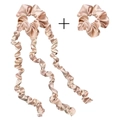Champagne satin jellyfish heatless hair curler and scrunchie two-piece set detail - Apricot