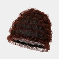 Detalle de turbante de encaje marrón oscuro con capas de volantes y textura metálica - Talla única / Marrón Oscuro