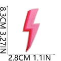 Detail view of pink and red lightning bolt embroidery patch with size measurements - No.20-Lightning