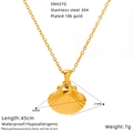 Gouden roestvrijstalen ketting met schelphanger en luxe 18 karaat gouden afwerking - Schelpvorm (SN437G)