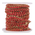Golden stainless steel chain roll with red enamel round charms for DIY jewelry making - Red