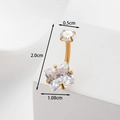 316L stainless steel gold belly ring with clear round and square zircon stones - Gold Square