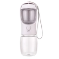 Portable pet water bottle for dogs with white lid and transparent body with wrist strap - With Lock-330ml Water + 100g Food / White