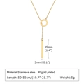 Golden Y-shape necklace with 35mm vertical bar pendant in stainless steel gold plating - 1575-Ring & Bar Y-Shape