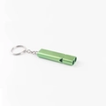 Dual-tube aluminum alloy survival whistle in bright metallic green finish with keychain - Green