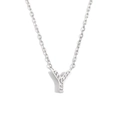 Collana con ciondolo a lettera Y in argento con pietre su una catena sottile - Colore Acciaio-Lettera Y