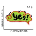 Detailed view of yes! embroidery patch with measurements 7.3cm x 4.1cm on white background - YES! (5#)