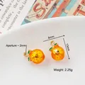Orange citrus charm pendant with green leaf detail and gold ring for DIY jewelry - 40# Orange Type 02