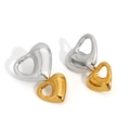 Moderne zweifarbige Ohrringe aus 316 Edelstahl mit Herz-Hohl-Design in Gold und Silber - Hohl Herz Zweifarbig (SD3369)