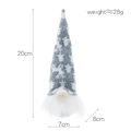 Luminous Christmas gnome with gray star-patterned hat and white faux beard hanging ornament - Model B Grey Star Pattern