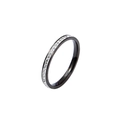Close-up detail of a minimalist black titanium steel ring with a single row of rhinestones - Size 5 / Single Row Rhinestone (2.5mm) / Black