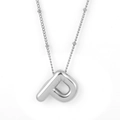 Polished silver 3D bubble letter P pendant necklace with minimalist metallic finish - Silver - P