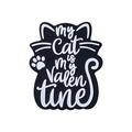 Black silicone Mickey head bead featuring my cat is my valentine white embossed text - My Cat Valentine / Black