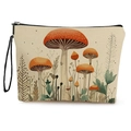 Borsa cosmetica in tela con funghi e stampa di erbe vintage con cinturino nero - Stile Fungo Vintage (款式3)