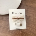 Lace bow and crochet flower hair clips set for kids in coffee cream check style - Bow + Triangle