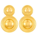 Polished golden stainless steel double disc stacked geometric earrings set - 18k Gold Plated Gourd A-1013