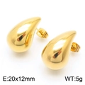 Polished golden hollow water drop earrings sized 20x12mm weighing 5g for women - 20x12mm(KE112213-KFC)