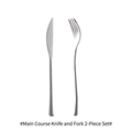 Modern silver stainless steel cutlery set with dinner knife and fork on white background - 2-Piece Dinner Knife & Fork Set