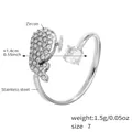 Anello balena argento in acciaio inossidabile con zirconi 5A, design regolabile taglia 7 - US 7 / Argento Delfino