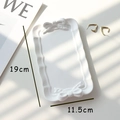Matte white bow tray with wavy edges, 19x11.5cm plaster jewelry display plate - White Rectangular Bow Tray