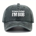 Gorra de béisbol de algodón lavado antracita con estampado gráfico blanco de I'M BOB - Talla única / Verde Militar