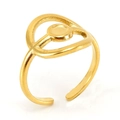 Minimalist gold plated geometric open ring with circular disk design for women - Geometric Round Base Style (ZR029G) / Gold