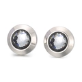 Orecchini a perno in acciaio argentato con cristalli grigi rotondi sfaccettati - Base Argento Stile Grigio (KE55645-Z)