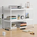 White 2-tier kitchen counter organizer shelf measuring 50.7cm wide with U-shaped metal frame - 50cm Integrated 2-Tier White Frame + White Board