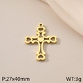 18K gold hollow heart cross pendant in stainless steel, size 27x40mm weighing 3g - Heart Hollowed Cross(KLJ502-Z)