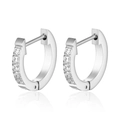 Pendientes de aro de acero inoxidable plateado pulido con circonitas para mujer - Color Acero