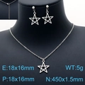 Minimalistisches Schmuckset aus silbernem Edelstahl mit hohlem Stern und Ohrringen - Silber