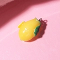 3D yellow lemon resin pendant with green leaves for DIY cream glue phone case jewelry - with Hook / Mango with Leaves
