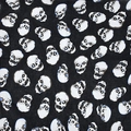 Black cotton skull bandana featuring white and light blue gothic prints for hip-hop style - Light Blue Accented Skull (N-17)