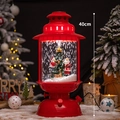Red 40cm vintage lantern Christmas snow lamp with Santa Claus and reindeer scene - Kerosene Lamp - Red