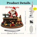Santa Claus acrylic display stand with sewing machine design and white base for Xmas - Santa Making Toys 16