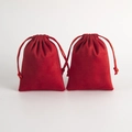 Red flannel drawstring jewelry pouch for elegant gift packaging and accessories storage - Red