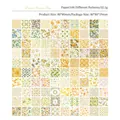 Papier scrapbooking floral vintage jaune et vert, lot de 100 feuilles décoratives - Journée Ensoleillée Crémeuse
