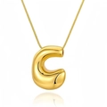 3D balloon letter G pendant necklace in 18k gold plated finish with snake chain - Letter C