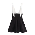 Abito smanicato nero e bianco a contrasto con scollo a V profondo e fiocchi sulle spalle - XS / Bianco e Nero