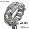 Heavy punk trident chain bracelet in ancient silver finish for men, weighing 316g - 31mm Ancient Silver (KB182889-KJX)