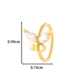 Golden butterfly nose ring with clear cubic zirconia crystals measuring 0.99cm by 0.74cm - Style 3-Butterfly (HSPJ0164) / Gold
